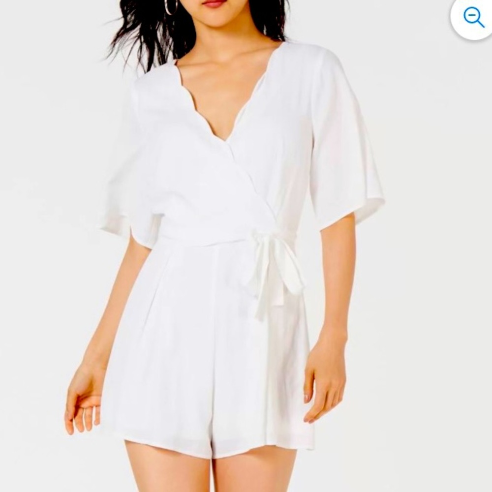 TRIXXI Womens White Tie Scalloped Romper Juniors XL